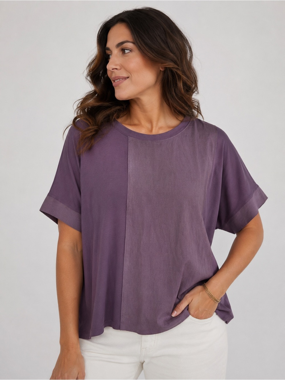 Lisa bayne Lagenlook bamboo cotton blend short sleeve top size XL